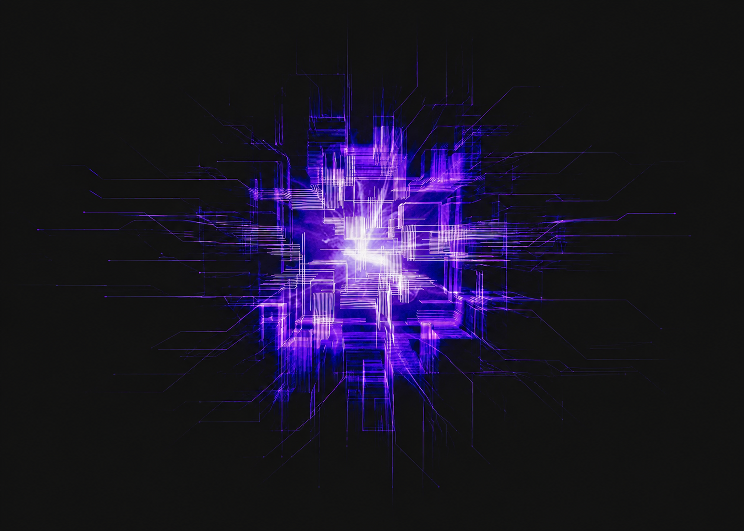 Violet structured speculative signal with fading rays